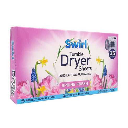 Dryer Sheets Spring Fresh - SWIRL Laundry Tumble 35 Pack SW1025