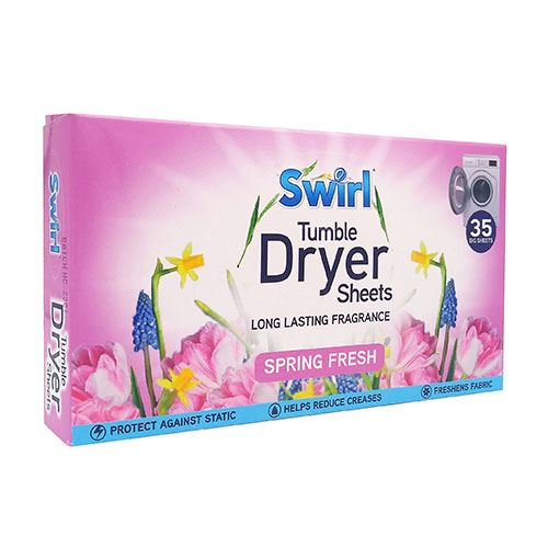 Dryer Sheets Spring Fresh - SWIRL Laundry Tumble 35 Pack SW1025