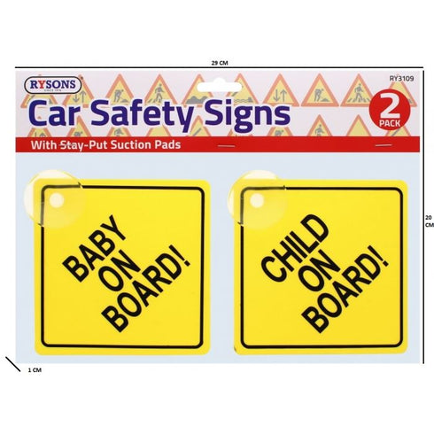 2X CAR SAFETY SIGNS BABY CHILD ON BOARD SUCTION CUP. RY3109