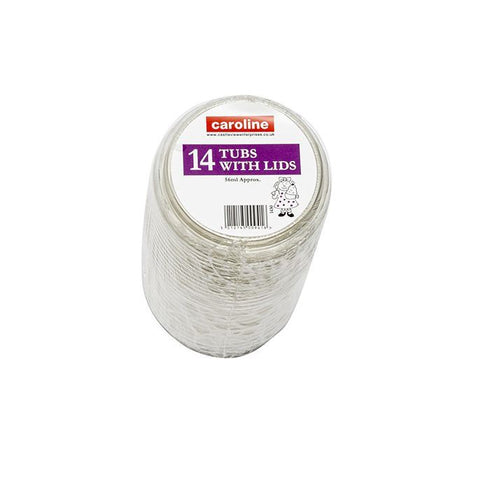 CAROLINE ROUND PLASTIC TUB WITH LID 14 PK 56ML 2OZ. CV1430