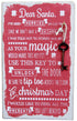 CHRISMTAS SANTA MAGIC KEY HESSIAN PLAQUE DECORATION 25 X 15CM. XMN0205