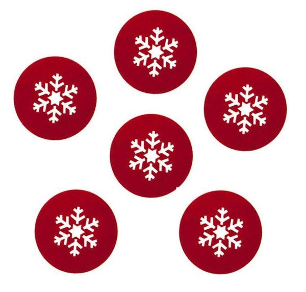 6 PACK FELT SNOWFLAKE COASTER. 505005