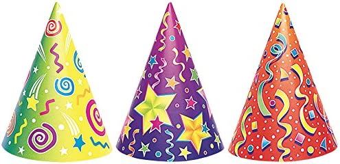 Confetti Cone Party Hats - Multicolour Pack of 6 | UNI9043C