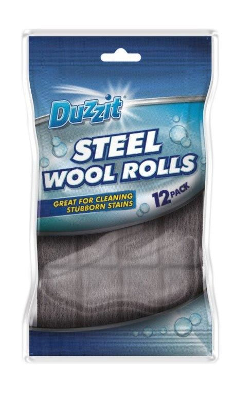 Steel Wool Rolls - DUZZIT 12pcs 5gm DZT096A for Cleaning & Polishing