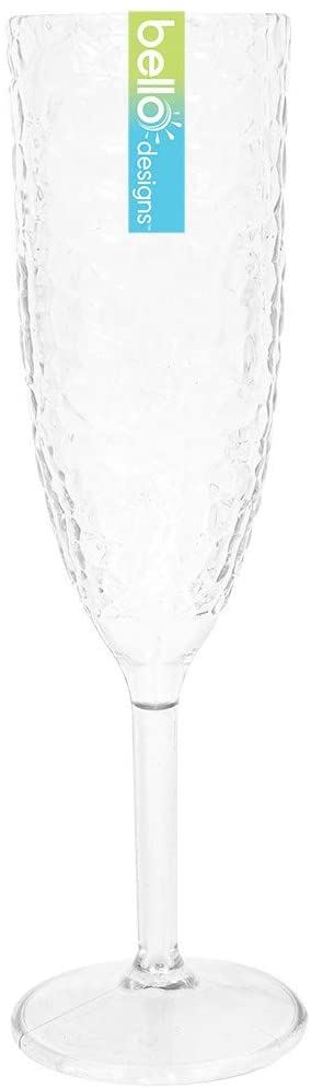 BELLO DIMPLE EFFECT PLASTIC 200ML CHAMPAGNE SPARKLING WINE FLUTE GLASS. AM2742