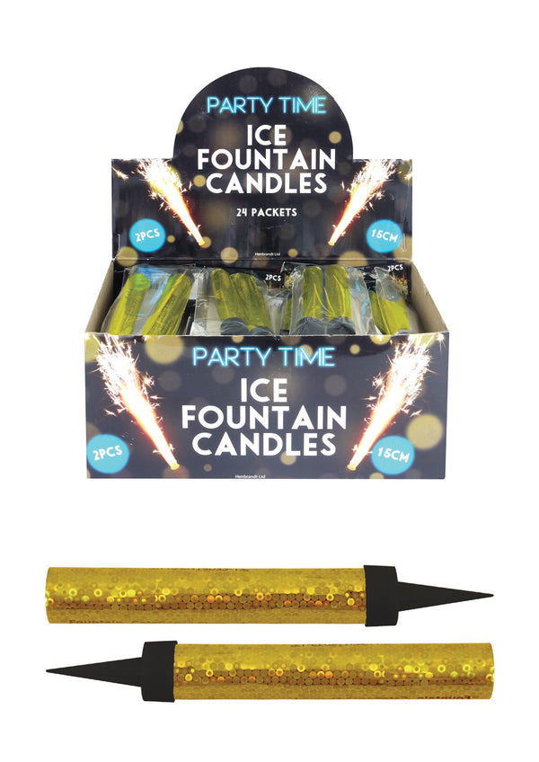 Gold Fountain Candles - Pack of 2, 15cm | X39131