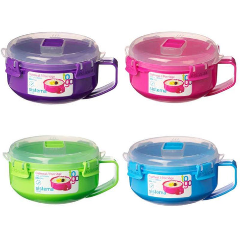 SISTEMA KLIP IT MICROWAVE BREAKFAST PORRIDGE TO GO 850ML ASSORTED COLOUR. SIS21112