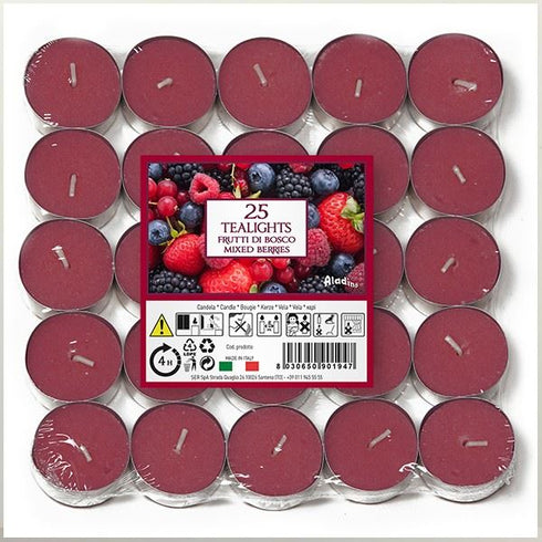 ALADINO MIXED BERRIES TEALIGHT CANDLE 4HRS 25/PK. 021938D