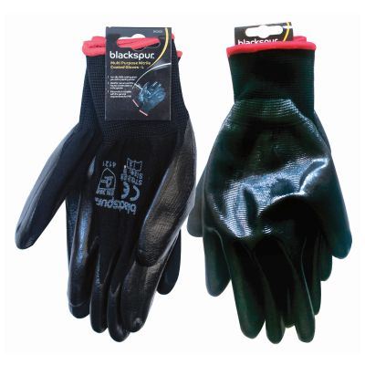 Nitrile Coated Gloves - BLACKSPUR Multi Purpose Large RG105