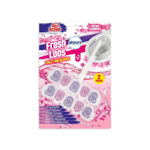 Toilet Rim Blocks - AIRPURE Fresh Loos 6 in 1, 2 Pack FLRB294