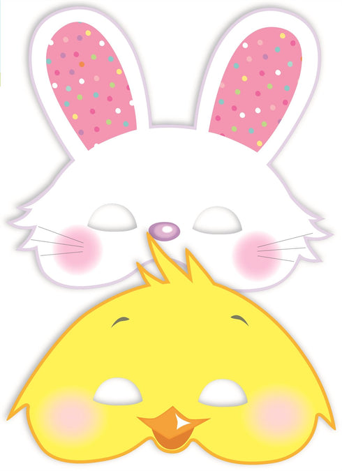 6 EASTER BUNNY CHICK MASK WITH RUBBER BANDS. EW19314