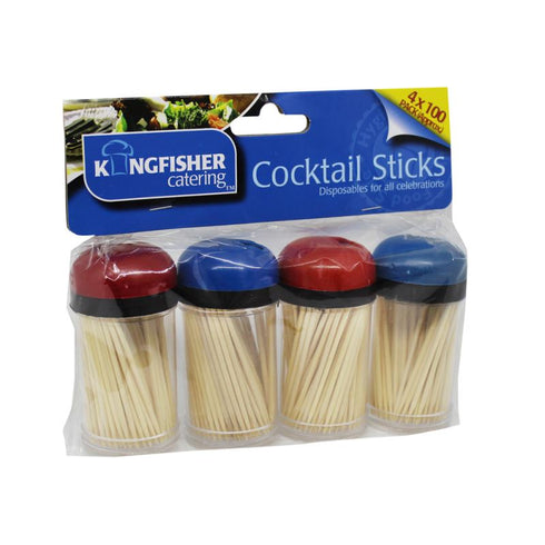KINGFISHER 4 X 100 PACKS OF WOODEN COCKTAIL STICKS. KC200CSA