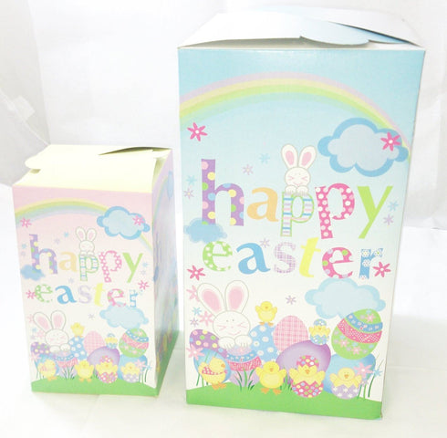 2 CUTE INSTANT EASTER PARTY GIFT TREAT BOXES / BAG - BUNNY EGG AND CHICK DESIGN. G26031