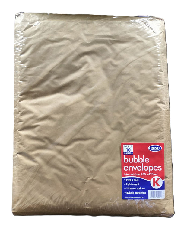 COUNTY GOLD BUBBLE ENVELOPES K 350MM X 470MM 10/PK. C490