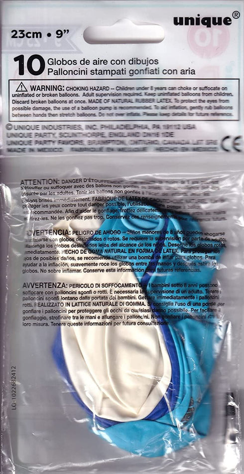 Birthday Boy Balloons - Blue & White Latex Pack of 10 | UNI56062