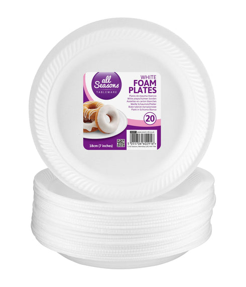 ALL SEASONS FOAM PLATES 18CM / 7 INCHES 20/PK. Z60291
