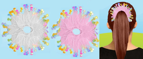 ASSORTED COLOURS EASTER RABBIT HAIR BOBBLES. DP06396