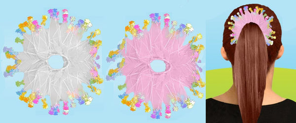 ASSORTED COLOURS EASTER RABBIT HAIR BOBBLES. DP06396