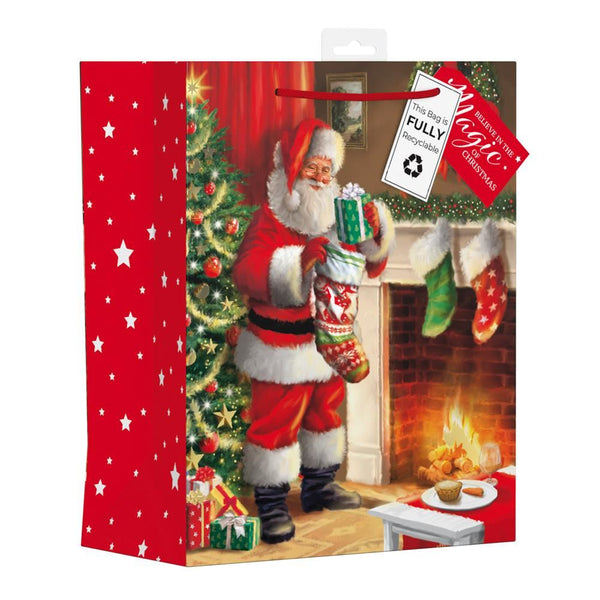 GIFTMAKER CHRISTMAS TRADITIONAL INDOOR SANTA LARGE GIFT BAG APX 36 X 28CM. XANGB38L