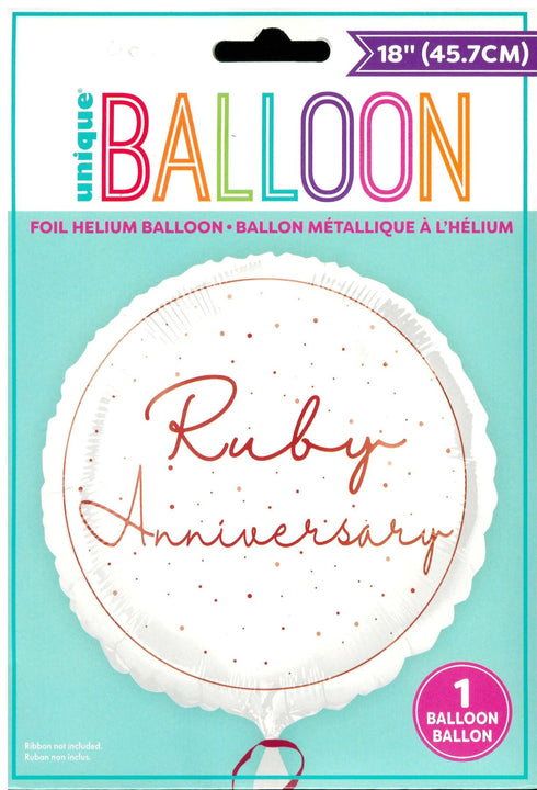 Ruby Anniversary Balloon - Unique Round Foil 18" Decoration