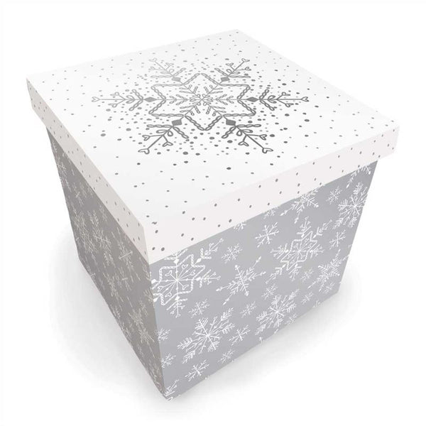 Christmas Gift Box - Silver & White 20x20x20cm | TAXB0091M