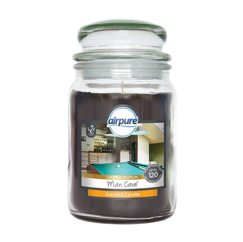 Man Cave Candle - AIRPURE Scented Jar, Long-Lasting 120hrs