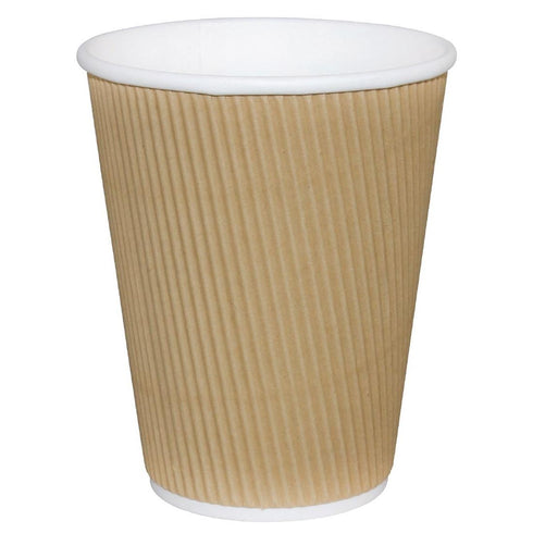 Ripple Wall Cup 12oz - Kraft Hot Drink Cups 25 Pack