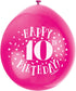 10th Birthday Balloons - Multicolour Pack of 10 | UNI56044