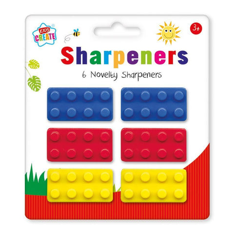 Brick Sharpeners for Kids - Fun Novelty Stationery 6 Pack