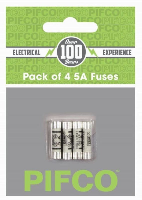 PIFCO 5A Fuse - Mains Replacement Fuses 4-Pack ELA1157