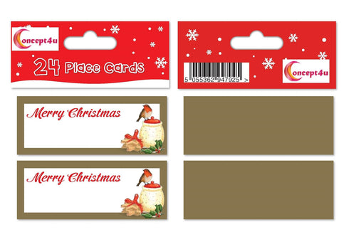 Gold Place Cards - 24 Traditional Robin Design for Elegant Tables