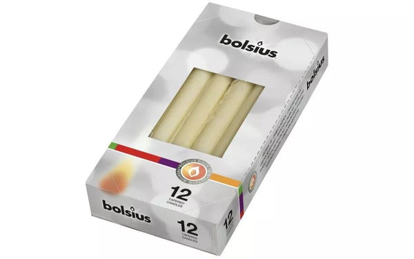 Ivory Tapered Candles - BOLUSIS Wrapped 12 Pack 103600356805