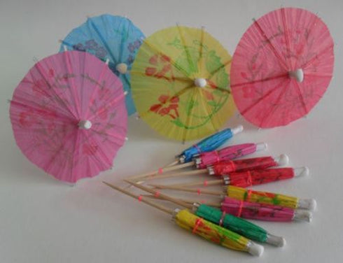 Cocktail Umbrella Parasols - Caroline Paper Pack of 10, #1143