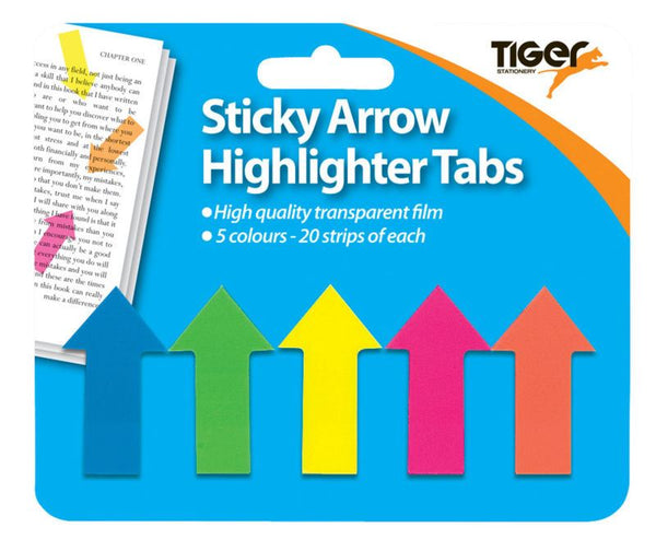 Neon Highlighter Tabs - TIGER100 Sticky Arrow T301470