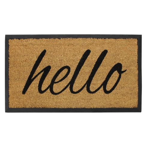 Granite Coir Door Mat - JVL Hello Tufted with Rubber Base 40x70cm