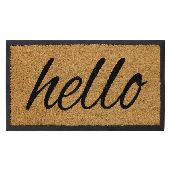 Granite Coir Door Mat - JVL Hello Tufted with Rubber Base 40x70cm