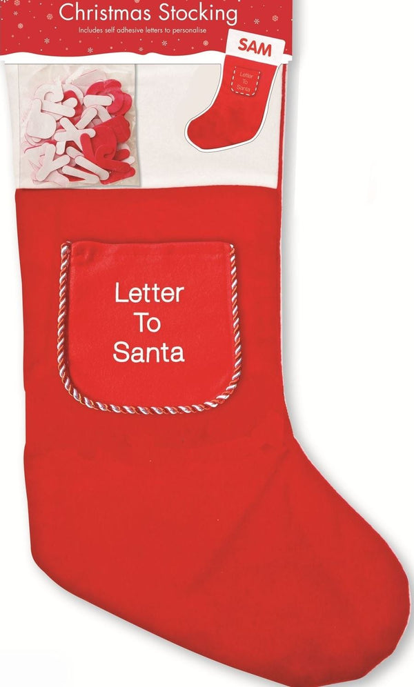 PERSONALISED CHRISTMAS STOCKING WITH LETTERS. SPLR