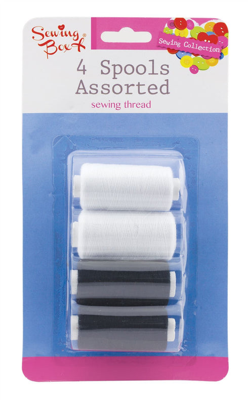 Sewing Thread Spools - 4Pk Cotton for Hand & Machine Sewing