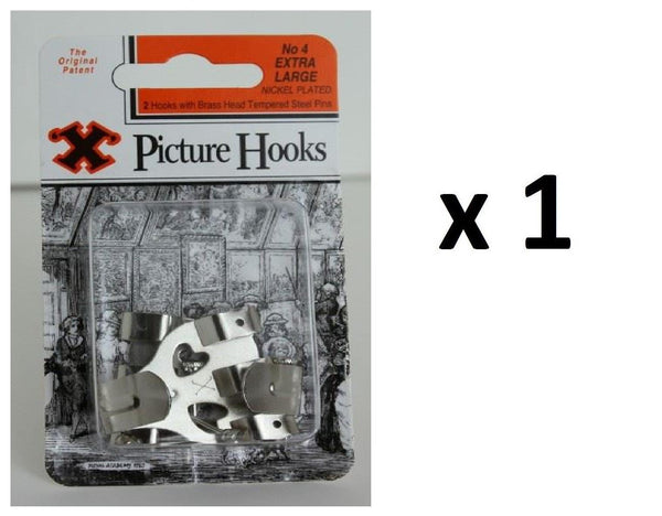 Nickel Plated Picture Hooks - SHAW X Extra Large No. 4, 2/Pack FS12845