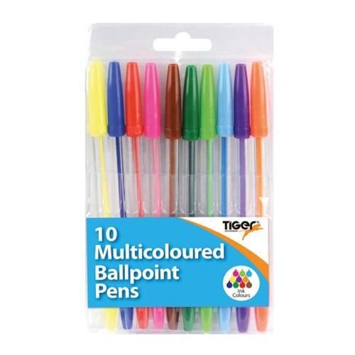 Multicoloured Ballpoint Pens - TIGER 10 Pack T302256