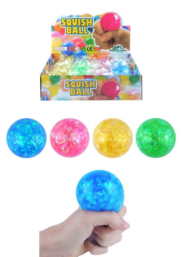 Stress Relief Ball - Assorted Colours with Ribbon, 7cm | N51599