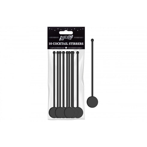 HOME BAR BLACK COCKTAIL STIRRERS 10/PK. AM2057