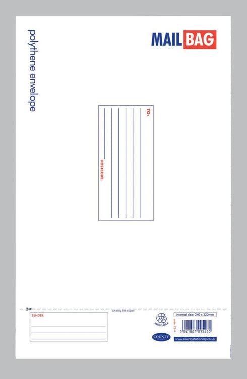 Polythene Mail Bags - White 240x320mm Pack of 25 | C241