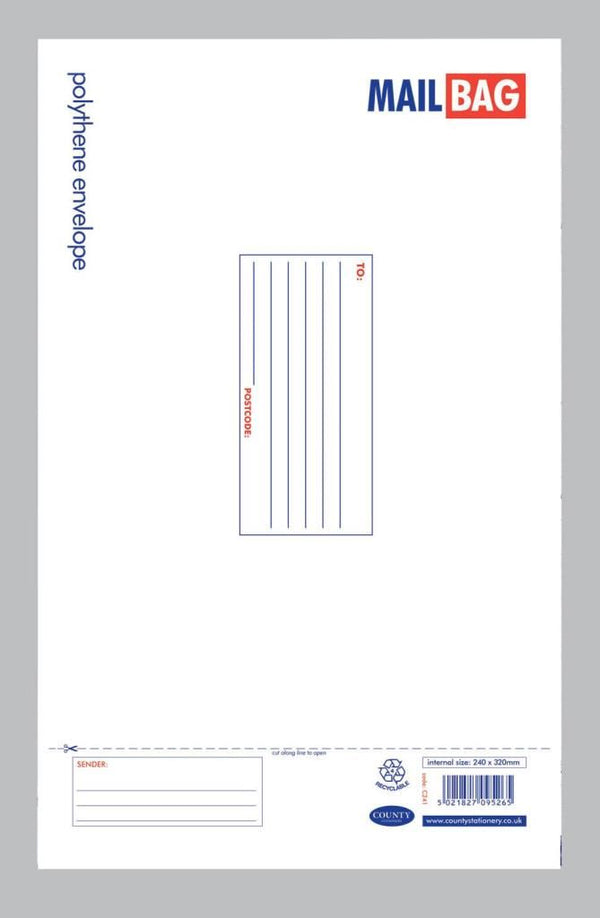 Polythene Mail Bags - White 240x320mm Pack of 25 | C241