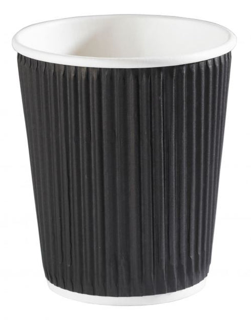 Ripple Wall Cups - Black Kraft 8oz Hot Drink Cups 25 Pack
