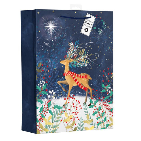 GIFTMAKER CHRISTAMS WHIMSICAL REINDEER EXTRA LARGE GIFT BAGS APX 47 X 33 CM. XANGB81X
