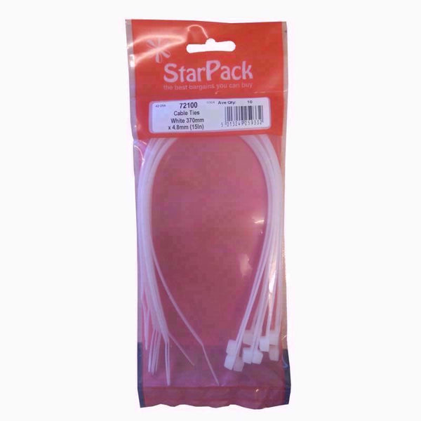 White Cable Ties - STAR PACK 10 370mm x 4.8mm 72100