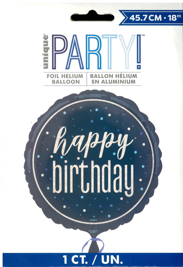Blue Birthday Balloon - Unique 18" Round Foil Decoration