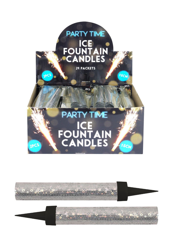 Silver Fountain Candles - Pack of 2, 15cm | X39129