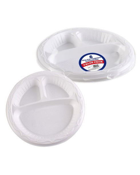 Disposable Compartment Plates 10.25" - Pack of 6 | BV9839